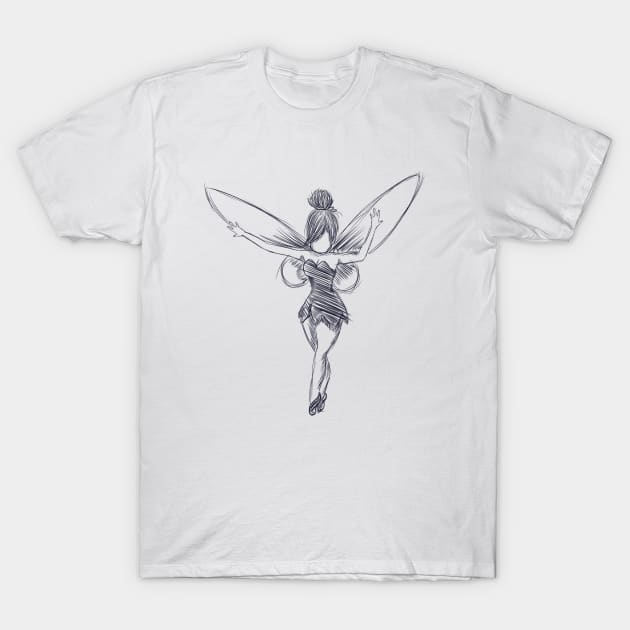 Tinkerbell crayon b&w T-Shirt by Littlepancake